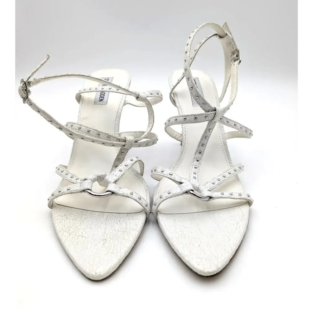 Steve Madden White Studded Strappy Sandals